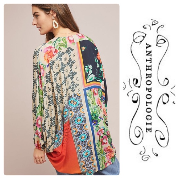 New Anthropologie Dylan Floral Cocoon Kimono - Picture 2 of 6